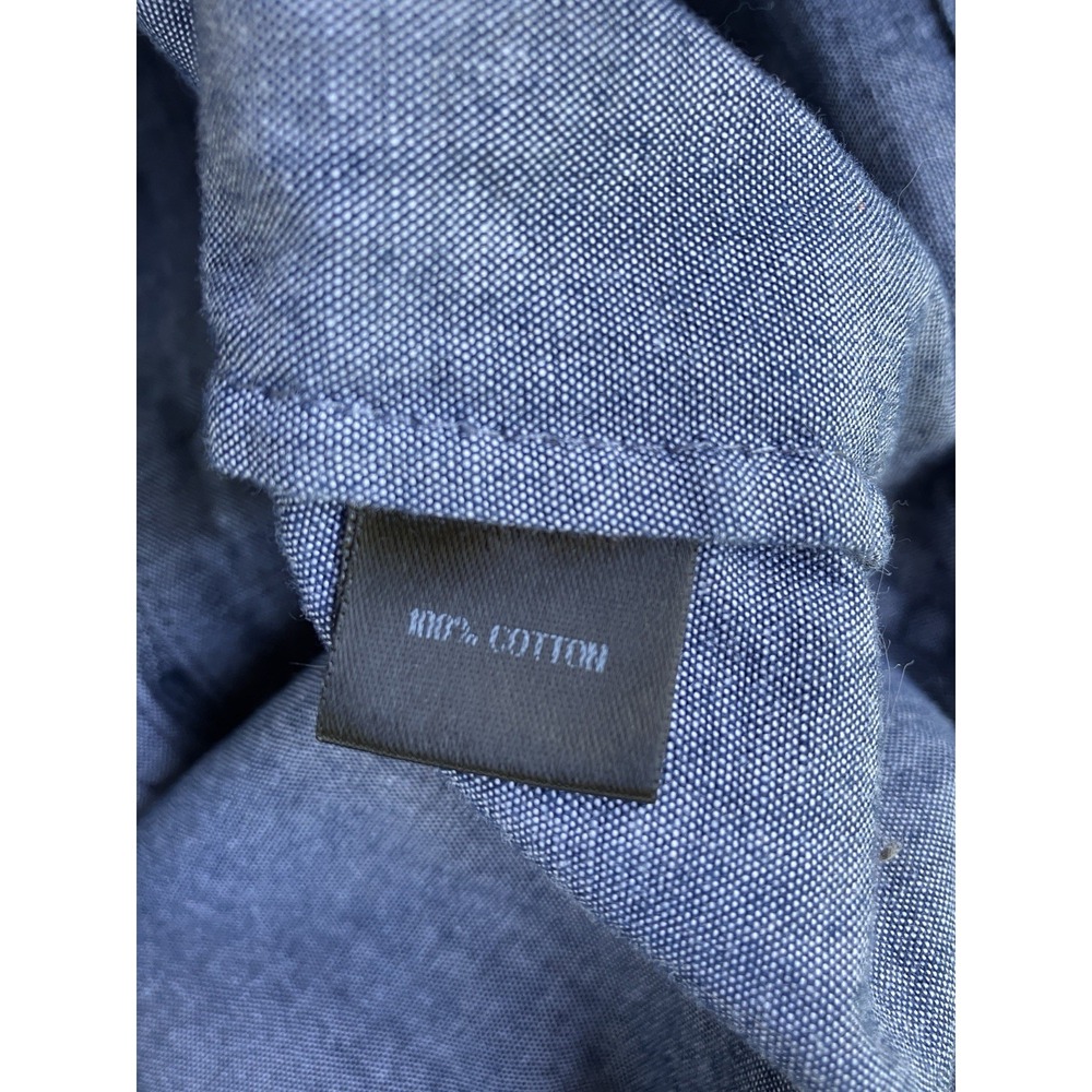 Raleigh Denim Workshop Tuxedo Shirt Sz M 100% Cotton Chambray Pleated Front USA - Picture 6 of 7